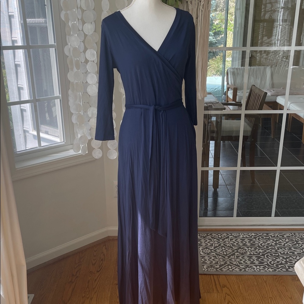 NWT Elegant Summer Navy Wrap Maxi Dress size medium